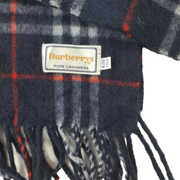BURBERRY'S of London Vintage Classic Check Scarf Pure Cashmere Navy SCARF - Picture 5 of 7
